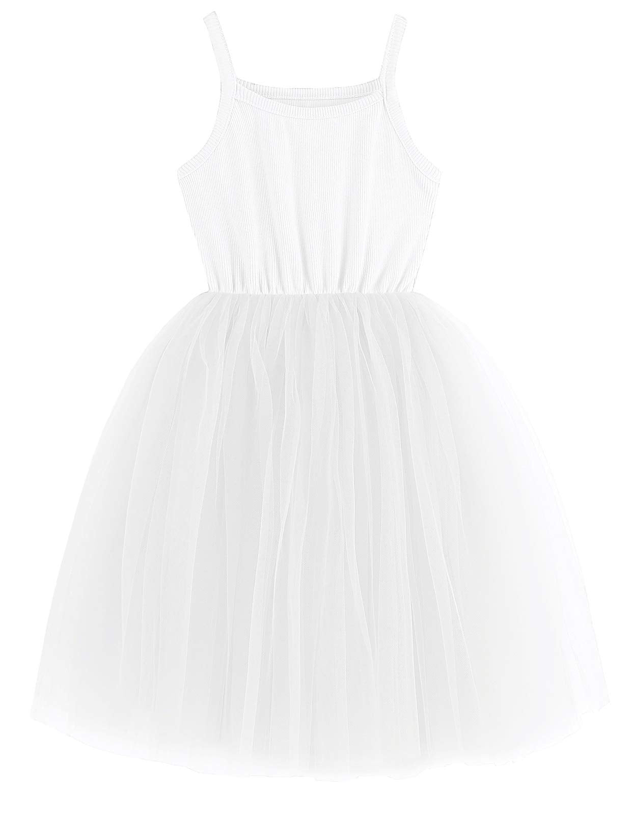 Gsvibk Baby Girls Tutu Dress Toddler Sleeveless Sunderss Straps Tulle Dress Holiday Tutu Dresses For Girl White 580 2Y