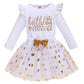 Lysmuch Toddler Kids Baby Girl'S Birthday Outfits Princess Vest Sleeveless Shirt Mesh Tutu Skirt Set (White Birthday Princess Lo