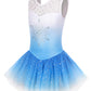Eqsjiu Gymnastics Dresses For Toddler Girls 1T 2T 12-24 Months 18-24 Months Blue Diamond Snowflake Gradient Colors White Sparkly