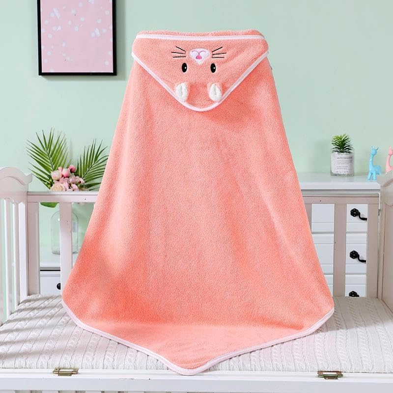 CUTEABLY Baby Towels with Hooded Ultra Soft Towels Newborn, Unique Animal Design for Boys and Girls (Dark Pink)