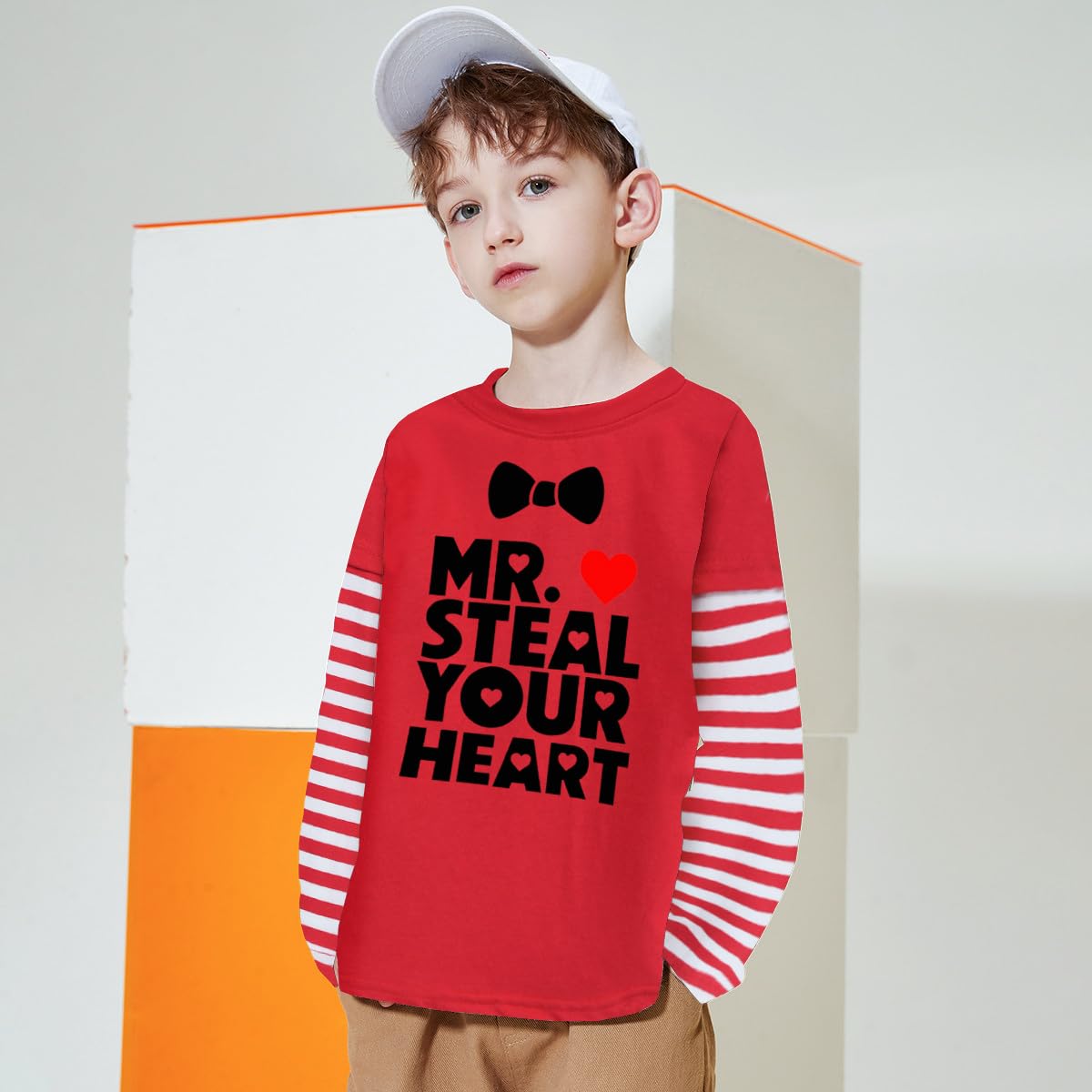 Toddler Boy Girl Valentine'S Day Shirt Mr Steal Your Heart Cotton Long Sleeve Tee Kids Boy Valentine'S Day Top 2T