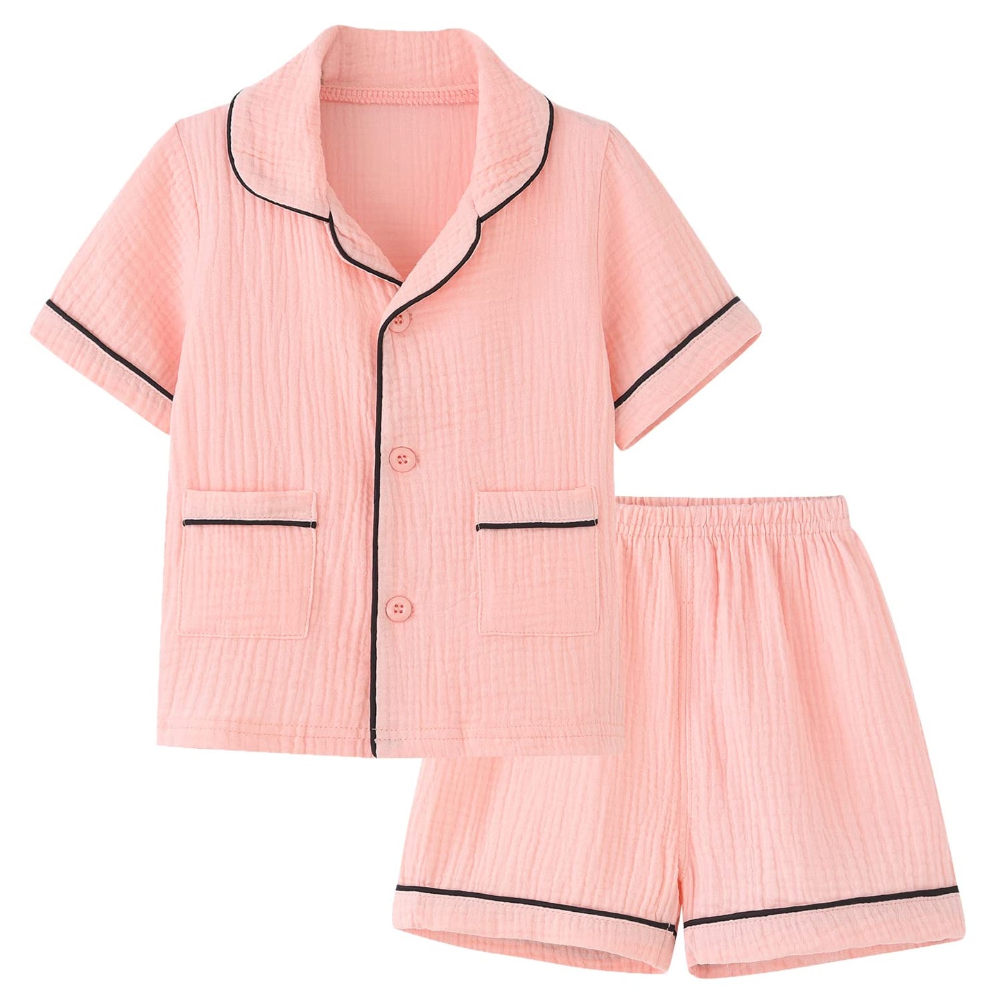 Toddler Sleepwear, Boy Girl 2 Pcs Pajamas Set Kid Summer Cotton Sleep Shorts Shirt Pink, 2T