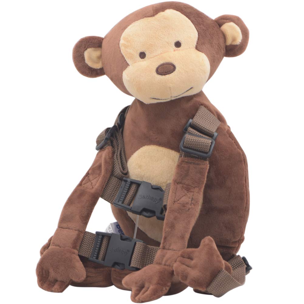 Berhapy 2 In 1 New Monkey Toddler Safety Harness Backpack Children'S Walking Leash Strap(Brown)