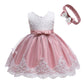 Baby Christmas Embroidery Lace Dresses Little Kid Easter Halloween Wedding Formal Event Dress (Cameobrown 8348,24M)