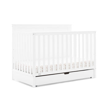 Delta Children Simmons Kids Logan 6-in-1 Convertible Crib with Underdrawer - Greenguard Gold Certified, Bianca White