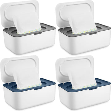 4 Pieces Wipes Dispenser Baby Wipes Case Container Case Wet Wipe Holder With Sealing Design Refillable Baby Wipe Dispenser Easy