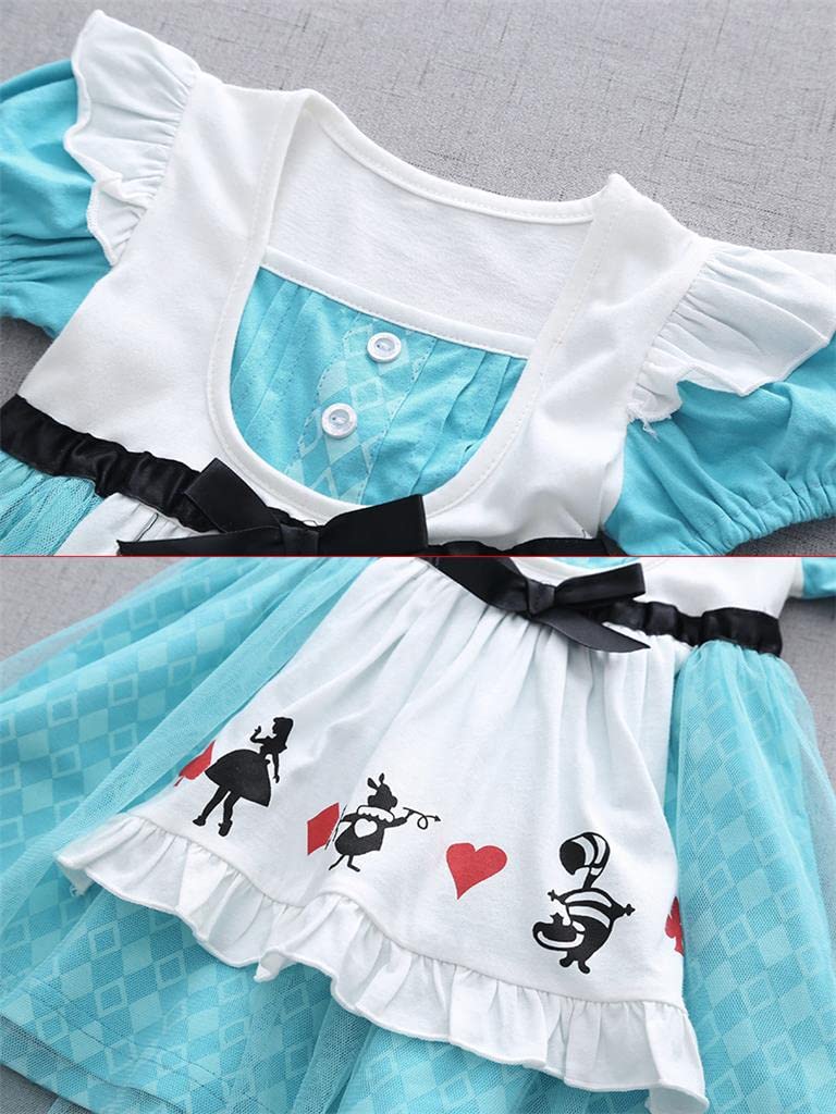 Dressy Daisy Tulle Dress For Toddler Girls Halloween Fancy Party Costume Summer Outfits Size 4T Blue, Style 24