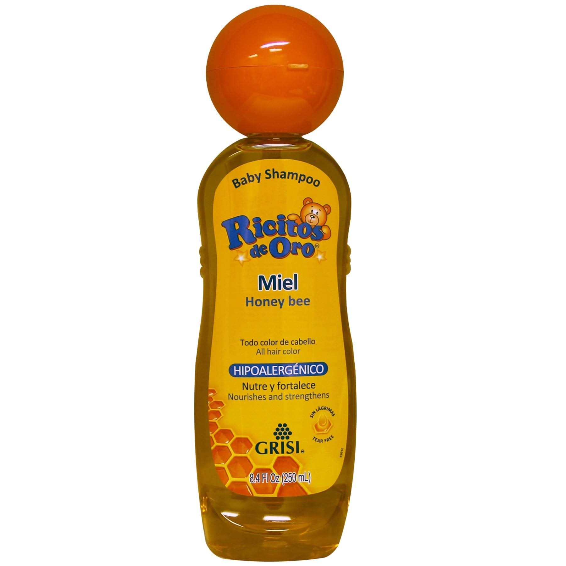 Honey Bee Ricitos De Oro Shampoo| Baby Shampoo With Pop-Up Rattle Cap, Paraben Free Product For Babys Delicate Hair; 8.4 Fl Ounc