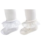 Epeius Baby-Girls Eyelet Frilly Lace Socks Cotton Rich Infant Girl Princess Ankle Socks White/Ivory(Pack Of 2) 6-12 Months