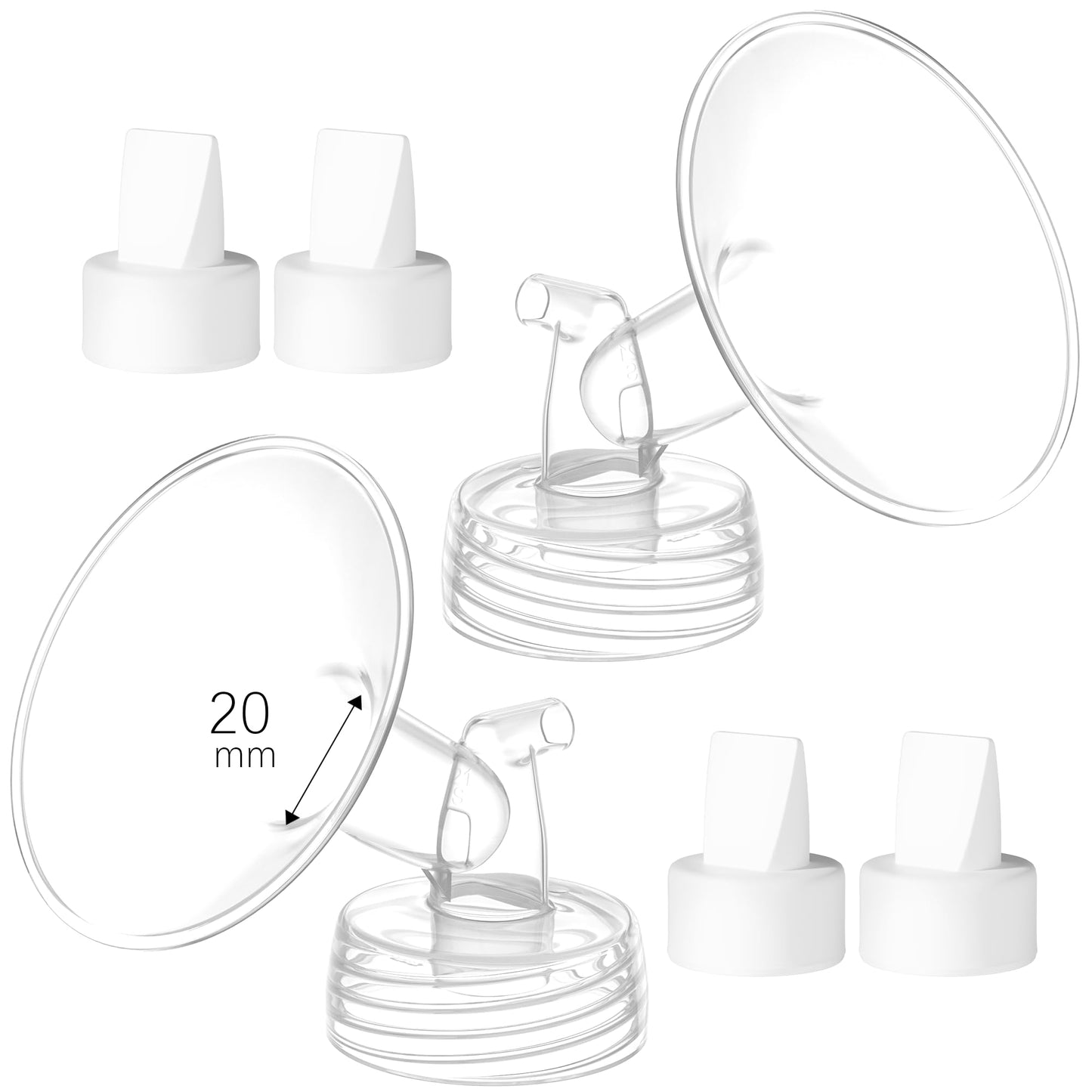 TOVVILD 20mm Breast Pump Parts Replacement Kit Compatible with Spectra S1 S2, Flange & Duckbill Valve Set, BPA Free Accessories,