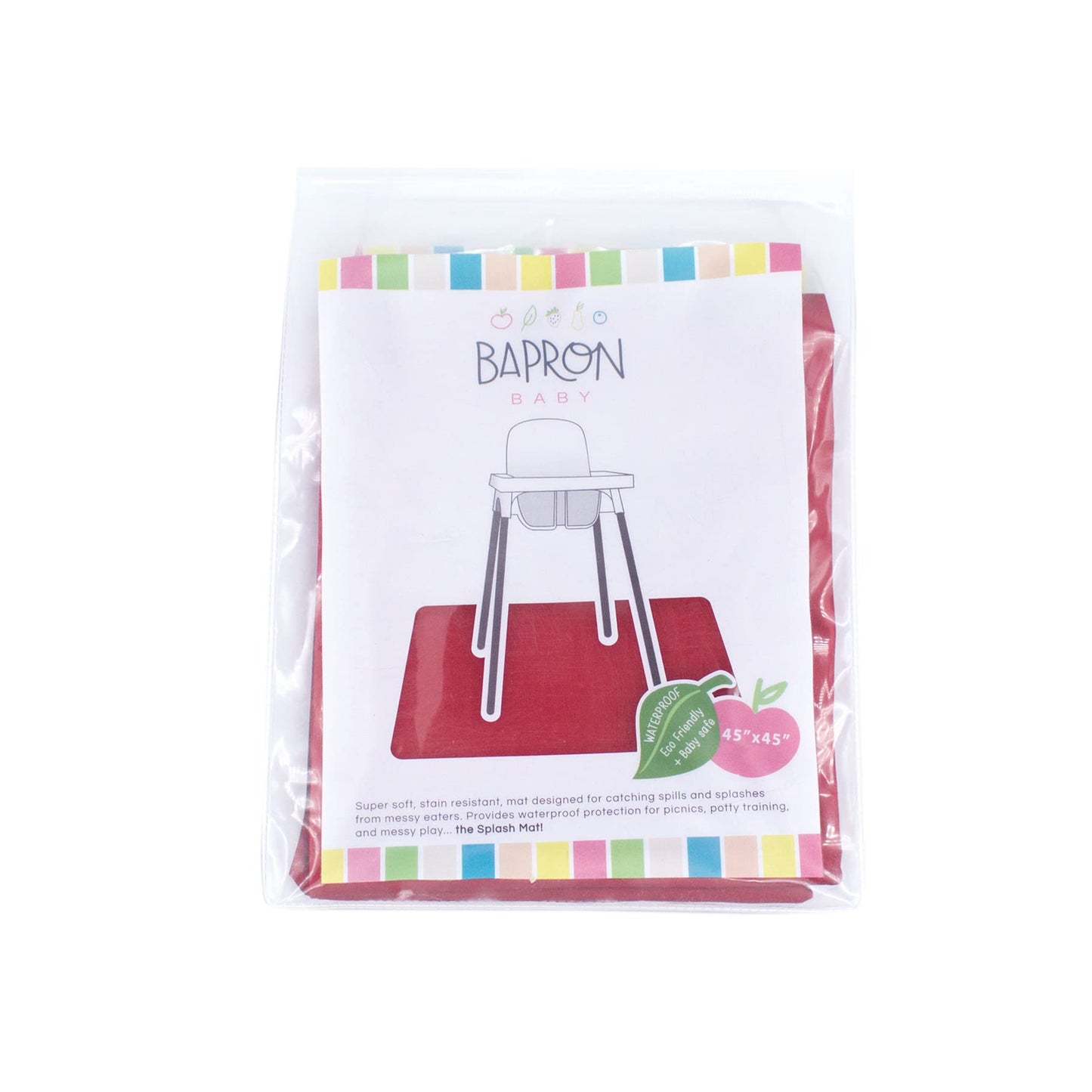 Bapronbaby Minimalist Cranberry Splash Mat - Waterproof Catch-All For Under High Chairs, Floors, Tables, Playtime Or Arts & Craf