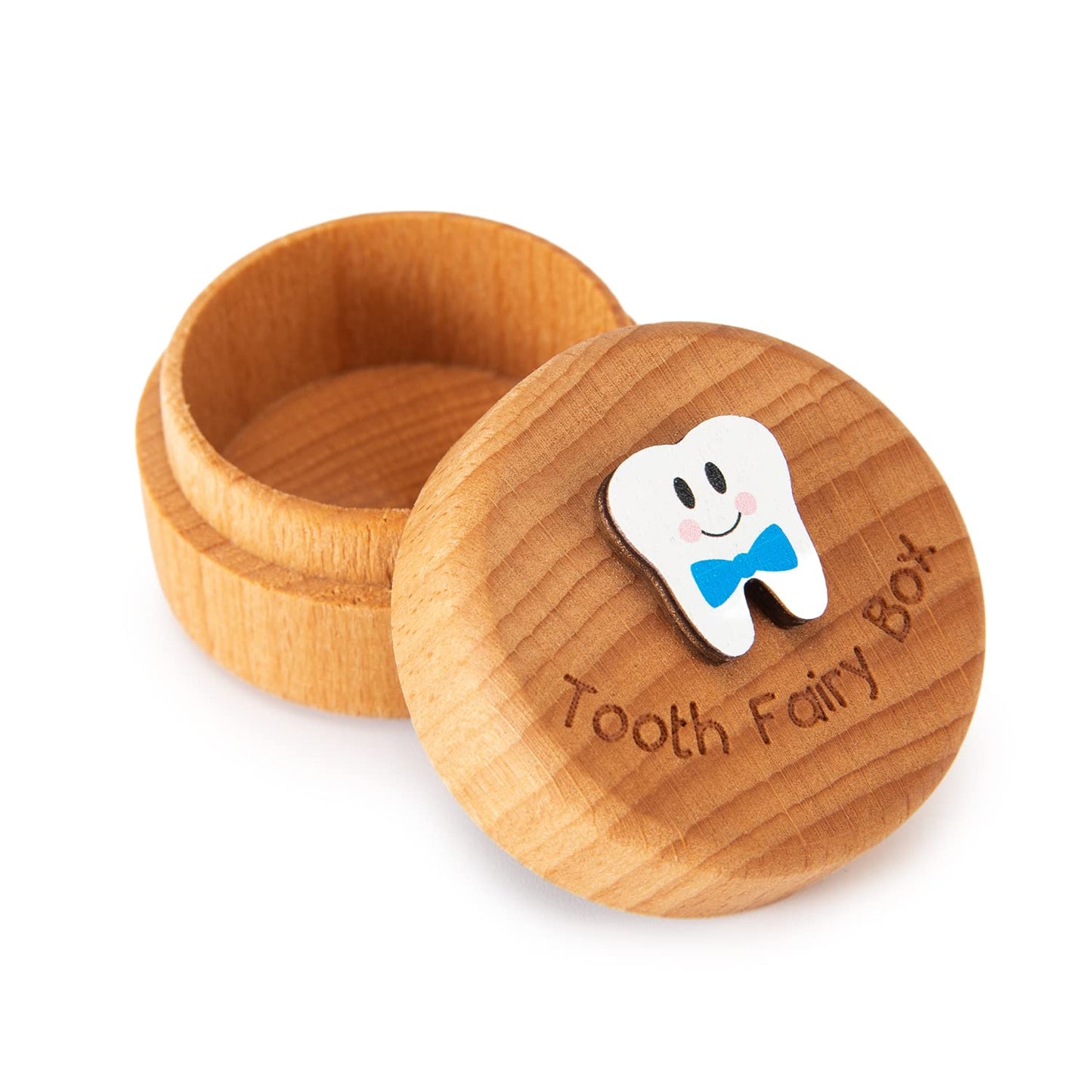 Malihome Tooth Fairy Box for Girls and Boys Wooden Cute Tooth Box with 3D Tooth, Lost Teeth Storage for Kids, Dropped Tooth Keep