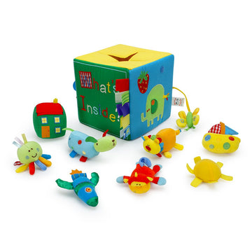 Genius Baby Toys Surprise Box for Baby - Whats Inside Box with 8 Sensory Toys for Baby, 7 Square Cube - Deluxe, Perfect Size fo