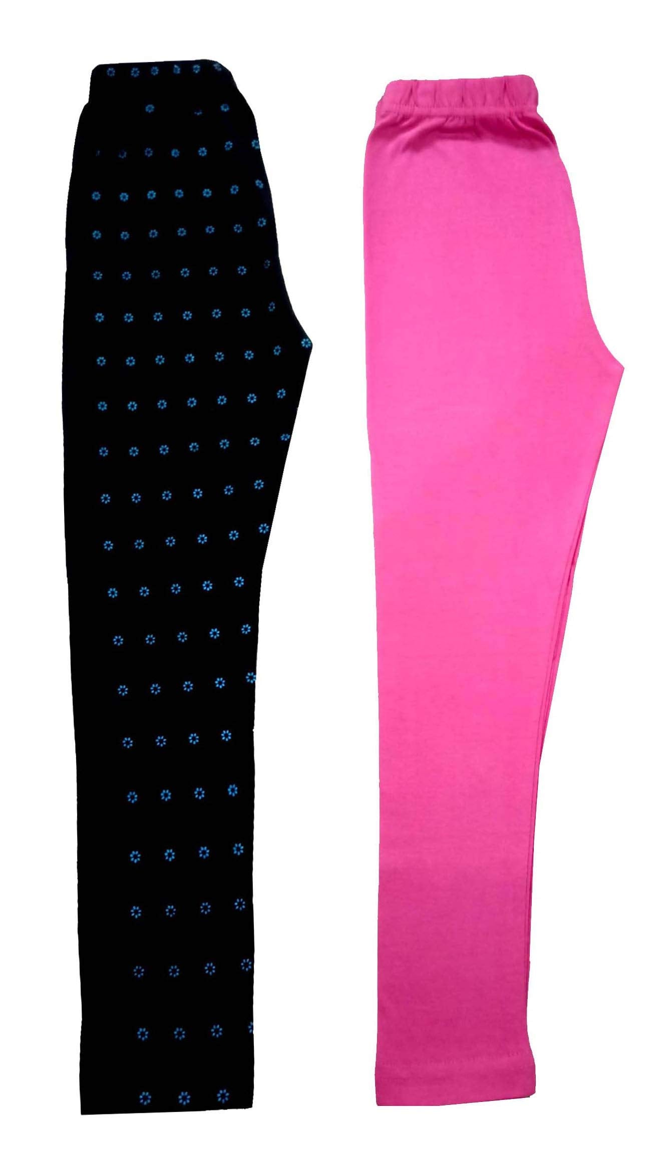LOVO Girls Set of Cotton Printed Leggings and Solid Leggings (GPL08GSL05, Multicolor, 2 Years  3 Years) Pack of 2