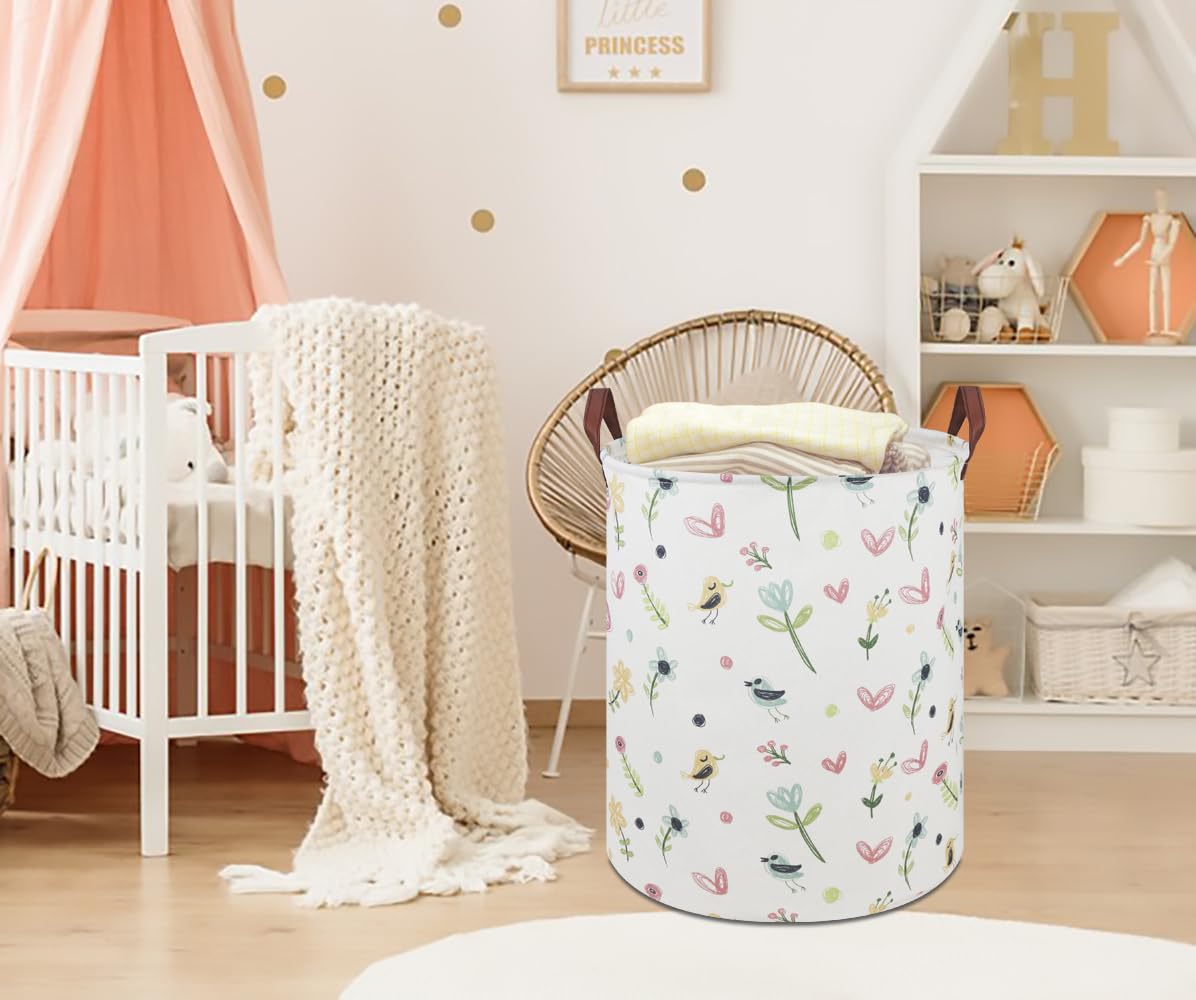 Clocor Kids Laundry Basket,Waterproof Baby Nursery Hamper,Collapsible Fabric Storage Container,Toys Bin,Room Decor,Gift Basket(P