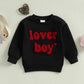 Ktwharnu Infant Toddler Baby Boy Valentines Day Outfit Heart Embroidery Sweatshirt Crewneck Long Sleeve Shirts Top Pullovers (C-