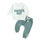 Mersariphy Fall Baby Boy Pant Set Toddler Crewneck Long Sleeve Pullover Sweatshirt Sweatpant 2Pcs Winter Outfits Clothes(White G