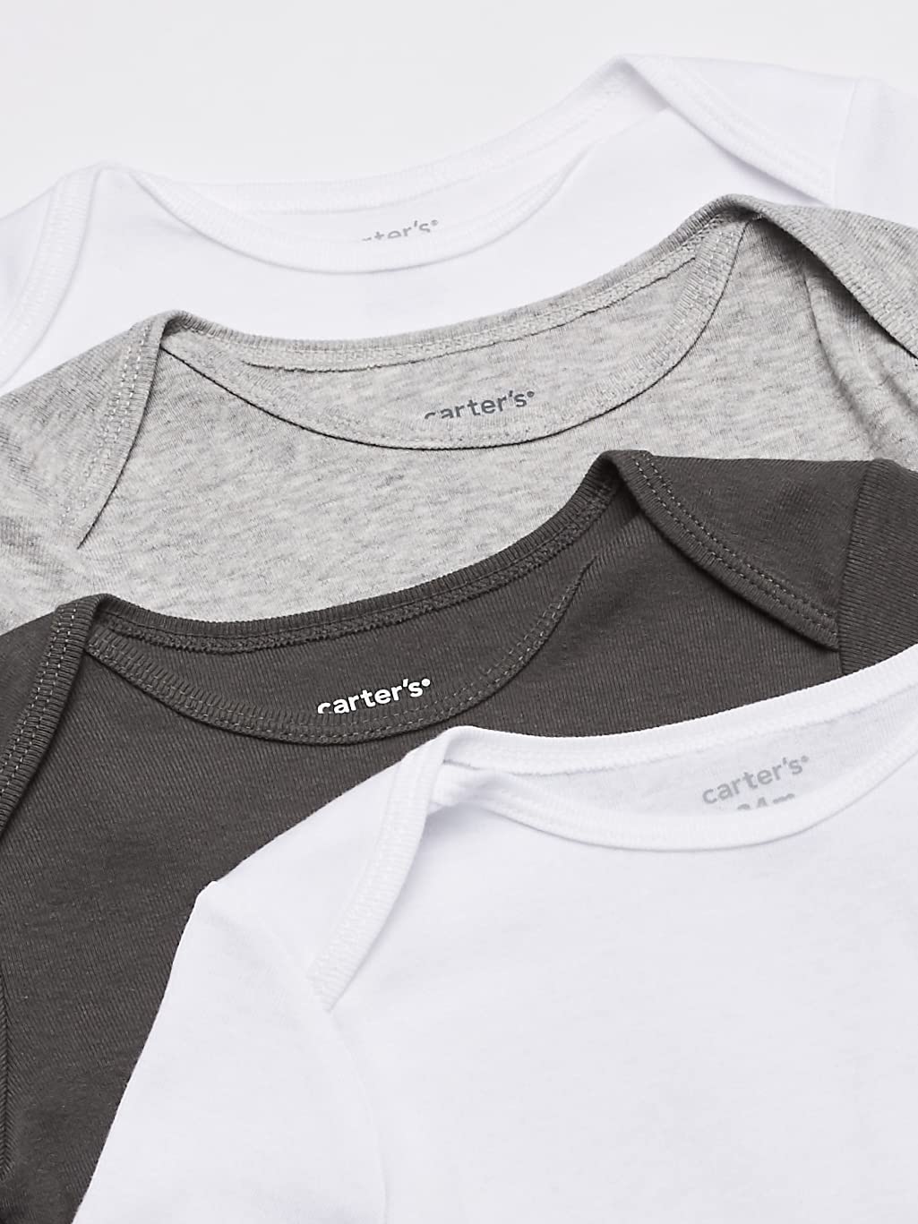 Carter'S Unisex Baby 7-Pack Long Sleeve Bodysuits Shirt, White/Grey, 6 Months Us