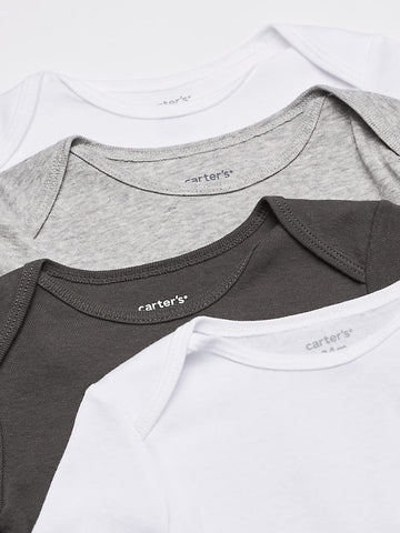 Carter'S Unisex Baby 7-Pack Long Sleeve Bodysuits Shirt, White/Grey, 6 Months Us