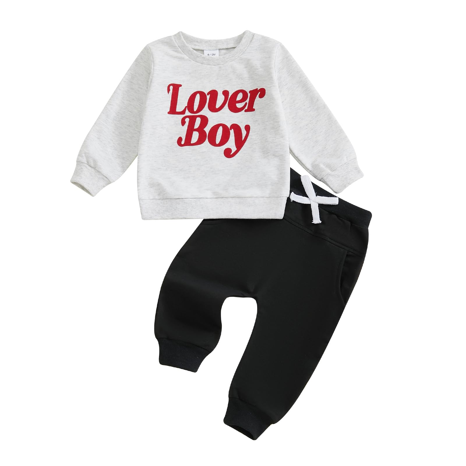 Ursobutegl Toddler Baby Boy Valentine'S Day Outfit Lover Boy Embroidery Letter Sweatshirt Pullover Tops Jogger Pants Clothes (6-