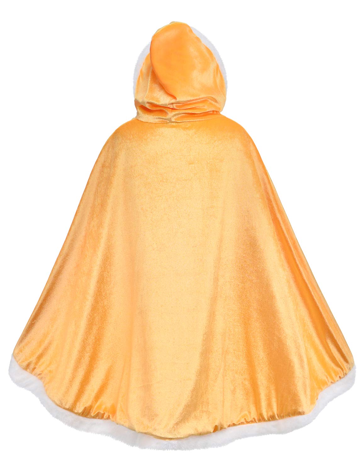 Party Chili Fur Princess Cape Fur Hooded Cloaks Costume For Girls Dress Up Yellow 8-10 Years(140Cm)