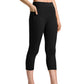 JOCMIC Girls Capri Leggings High Waisted Athletic Leggings with Pockets for Kids Dance Gymnastics Running, Black, 1112 Years