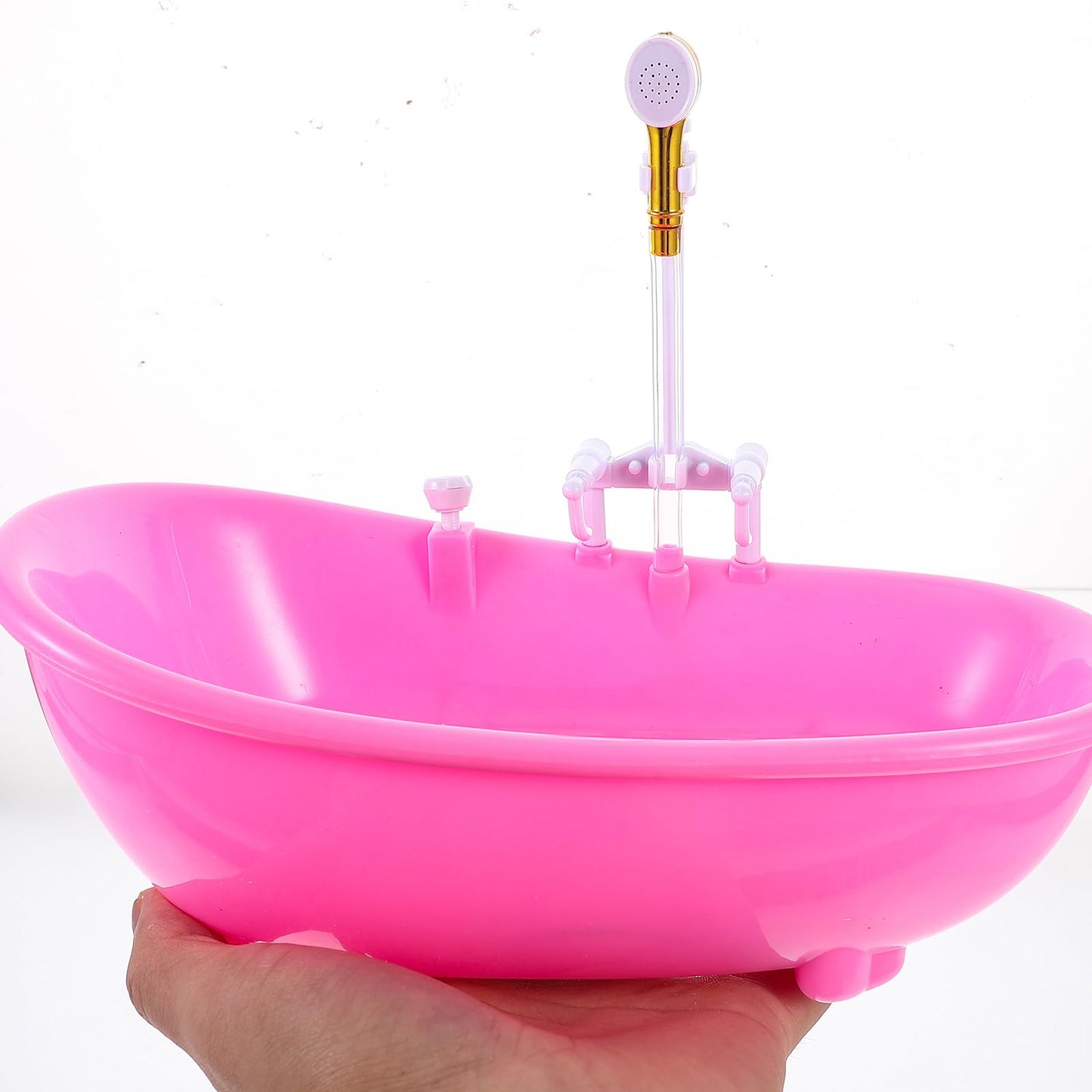 Toyvian Toy Bathtub for Dolls, Baby Doll Real Working Bath Set Electric Bathtub with Shower and Faucet Pretend Play Toy Play Wat