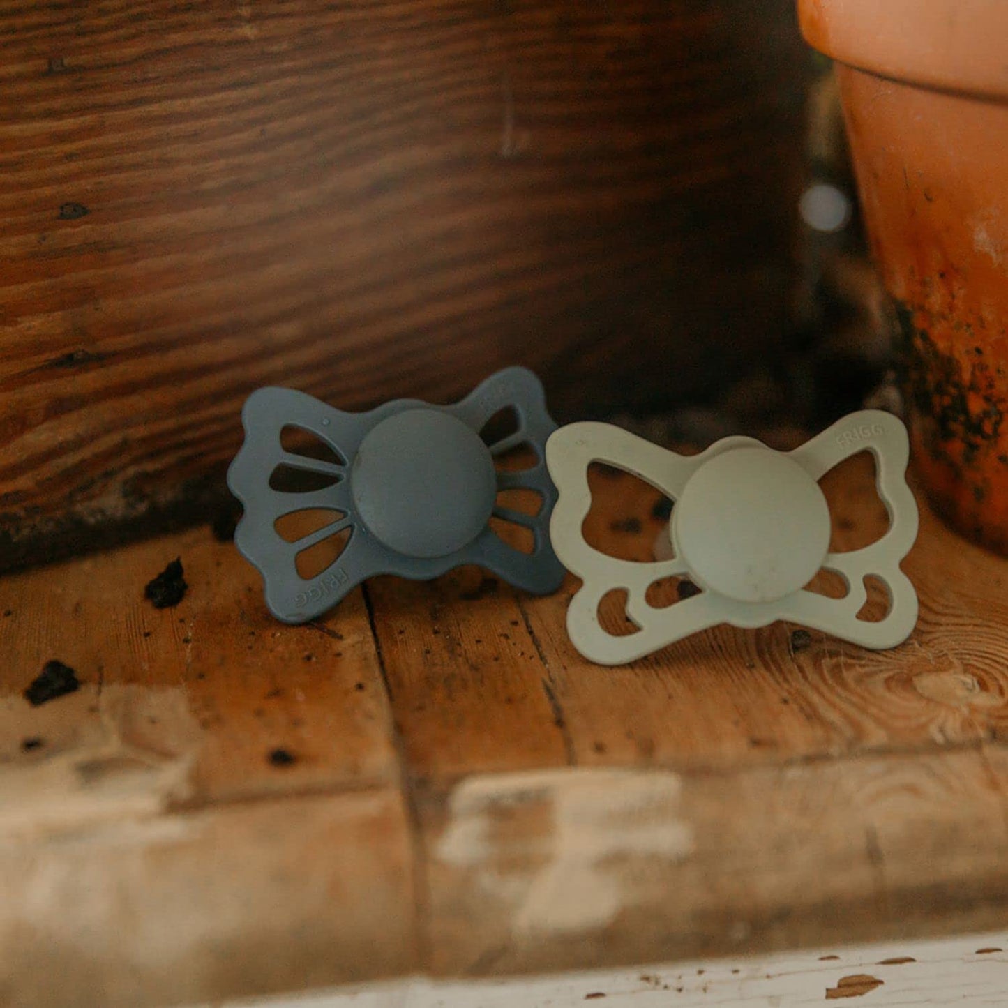 Frigg Butterfly Anatomical Silkysoft Silicone Baby Pacifier | Made In Denmark | Bpa-Free (Sage/Great Gray 0-6 Months)