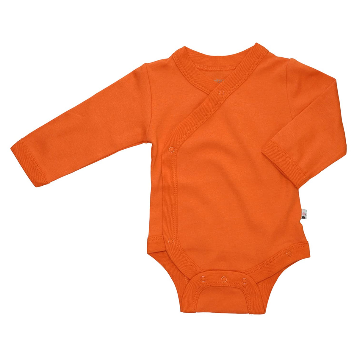 Babysoy Organic Long Sleeve Modern Solid Kimono Bodysuit/Onesie (612 Months, Persimmon)