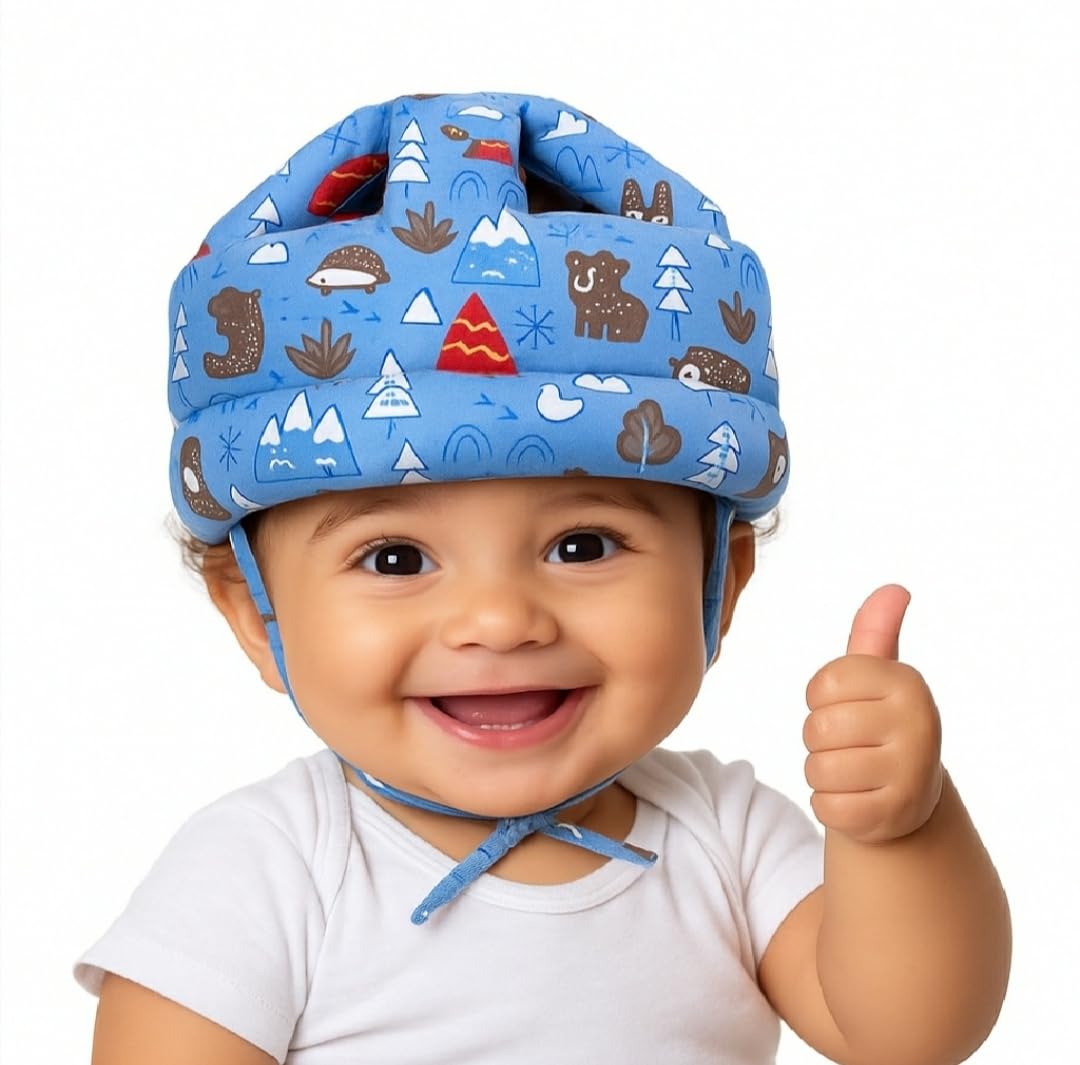 Tuloo Baby Infant Toddler Helmet No Bump Safety Head Cushion Bumper Bonnet Adjustable Protective Printed Cap Child Safety Headgu