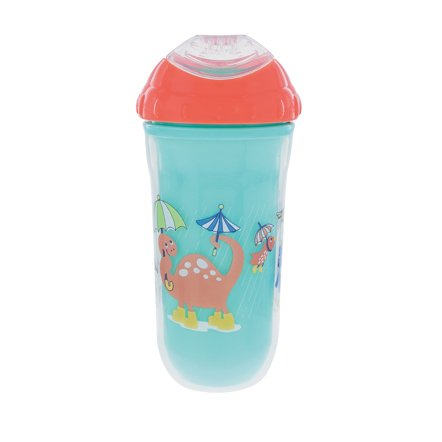 Nuby No Spill Insulated Cool Sipper Transition Cup With Soft Slicone Rim Spout | 9 Oz/ 270 Ml | 2 Pack Printed: Aqua Animals & W