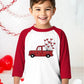Yzmi Valentines Day Shirt Toddler Boy Girl Raglan 3/4 Sleeve Valentines Outfit Truck Love Heart Graphic Tee Tops Red 2-3T