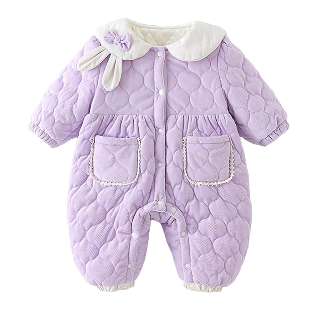 Hopscotch Girls Purple Full Sleeves Bow Applique Ruffled Bodysuit For Age (1218 Months)