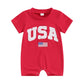 Fybitbo 4Th Of July Baby Boy Girl Outfit Usa Flag Jumpsuit Short Sleeve Romper Newborn Fourth Of July Onesie Clothes (My First 4
