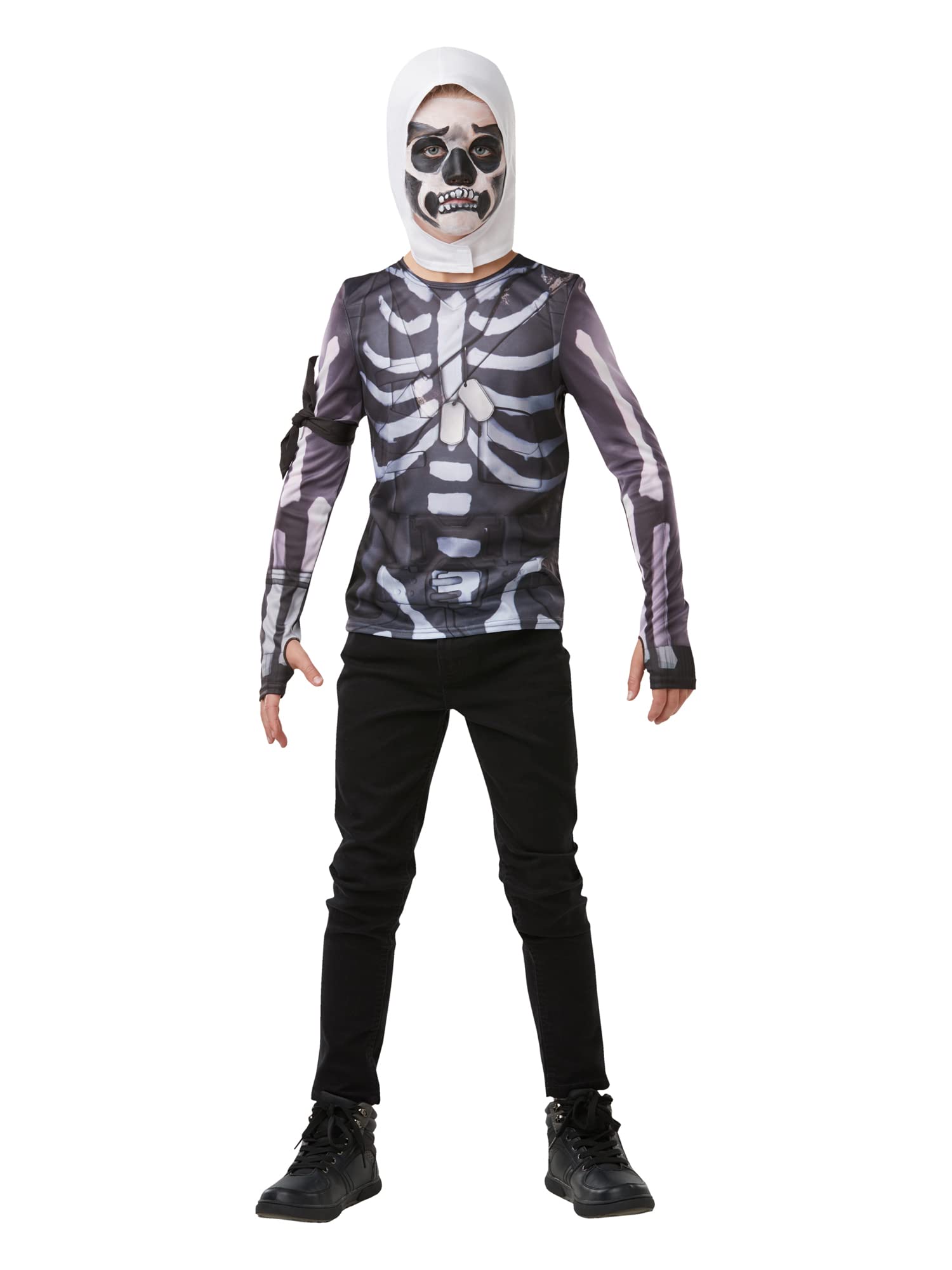 Rubies Fortnite Skull Trooper Teen Costume Top & Hood - 13-14 yrs Black