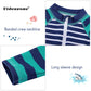 Uideazone Baby Boys Zip Rashguard Swimsuit Green Striped Long Sleeve One Piece Swimwear Bathing Suits 12-18 Months