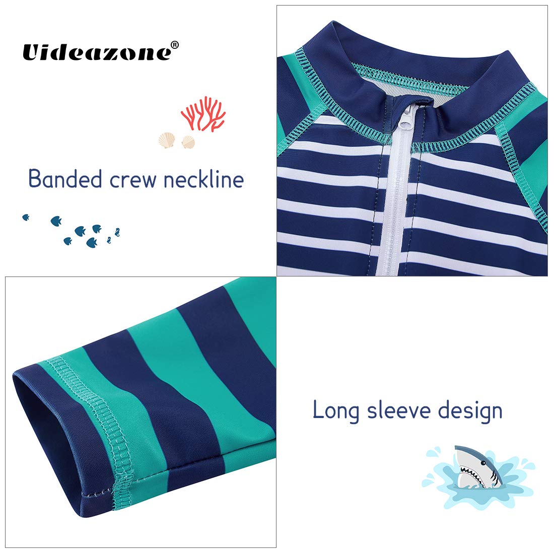 Uideazone Swimsuit For Baby Boys And Girls Striped Swimwear Newborn Toddler Long Sleeve One Piece Bathing Suit 6-12 Months