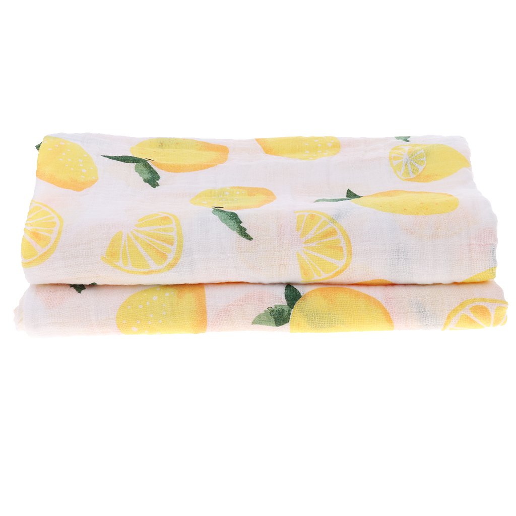ATORSE Baby Swaddling Blanket Soft Muslin Cotton Swaddle Towel Lemon