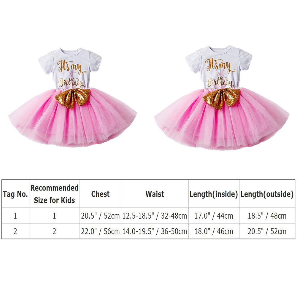 Girl Newborn It'S My 1St/2Nd Birthday Shinny Printed Tutu Princess Dress Onesie Outfit Set Purple (2 Years)