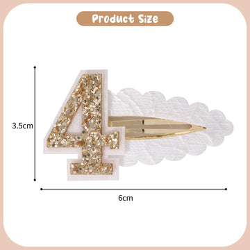 Jissoo 4Th Birthday Hair Clip For Baby Girls - White Glitter Number 4 Hair Accessory, First Birthday Party Decorations, Girl Bir