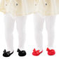 Mini Angel Baby Girl Tights Non Slip Baby Tights Shoe-Look Leggings Bow Cotton Pantyhose 2-4 Years For Toddler 2 Pack (Black, Re