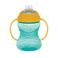 Nuby Clik-It Soft Spout No-Spill Training Sippy Cup With Handles - (2-Pack) 10 Oz - 4+ Months - Aqua/Red/Orange
