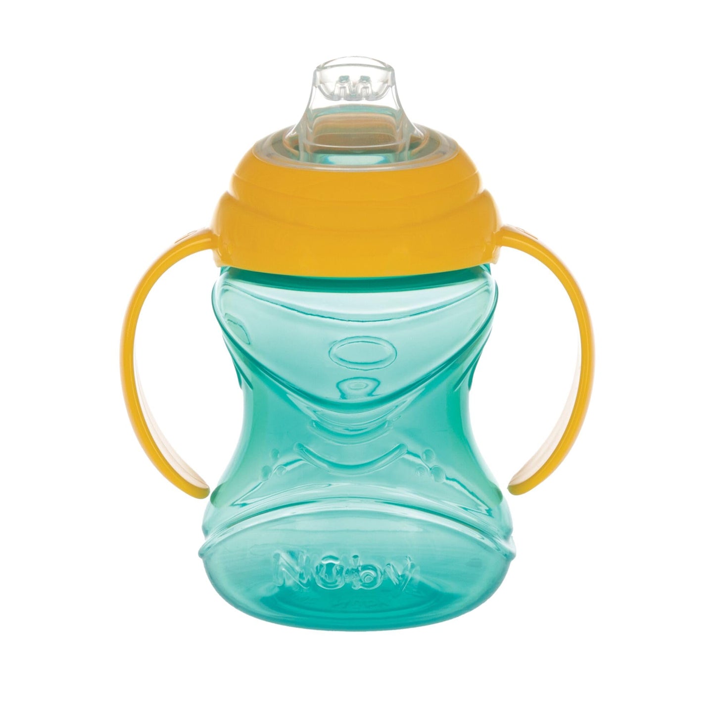 Nuby Clik-It Soft Spout No-Spill Training Sippy Cup With Handles - (2-Pack) 10 Oz - 4+ Months - Aqua/Red/Orange