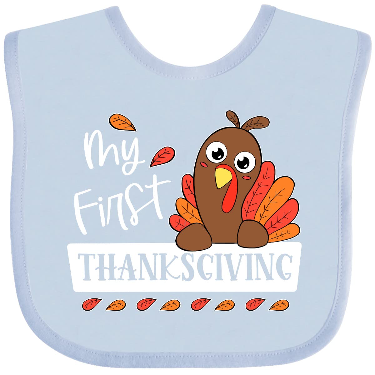 Inktastic My 1St Thanksgiving Cute Turkey Baby Bib Light Blue 3C80E