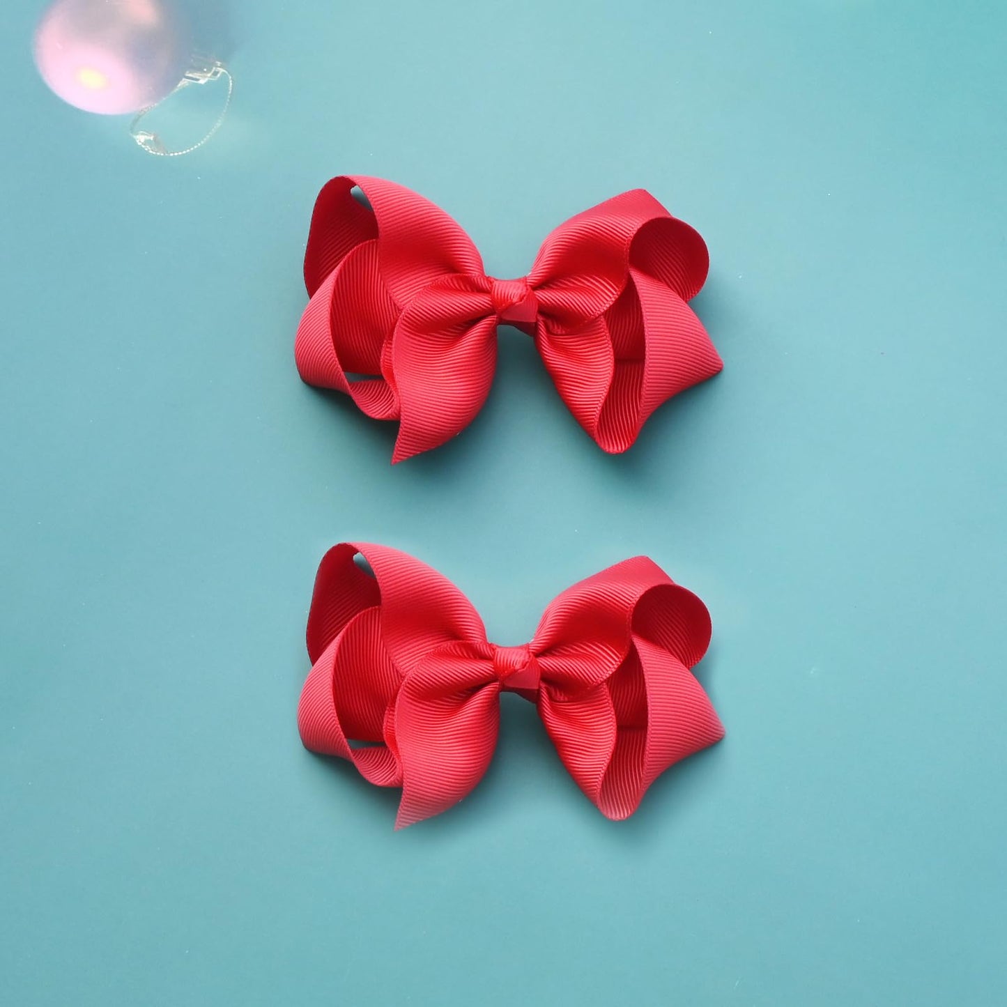 6 Pcs 4.5' Solid Color Grosgrain Ribbon Hair Accessories - Alligator Clips Bows For Toddlers And Girls (Red)