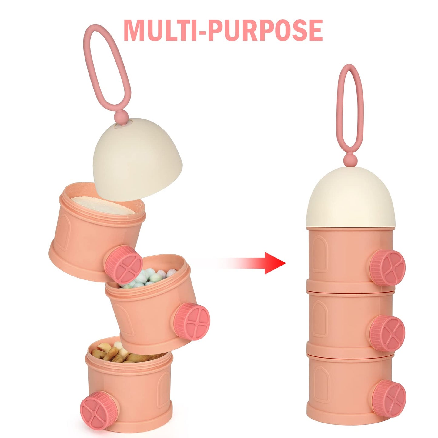Accmor Formula Dispenser On The Go, 3 Layers Stackable Formula Container To Go, Non-Spill Portable Milk Powder Baby & Kids Snack