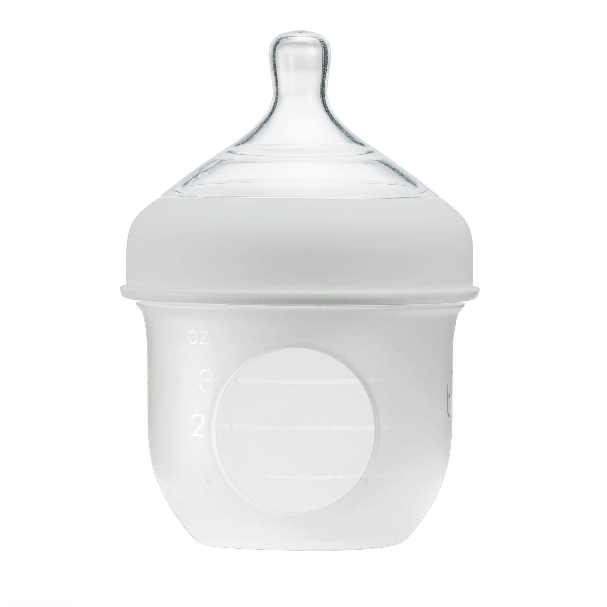 Boon Nursh Reusable Silicone Baby Bottle With Collapsible Silicone Pouch Design - Everyday Baby Essentials - Stage 1 Slow Flow B