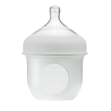 Boon Nursh Reusable Silicone Baby Bottle With Collapsible Silicone Pouch Design - Everyday Baby Essentials - Stage 1 Slow Flow B