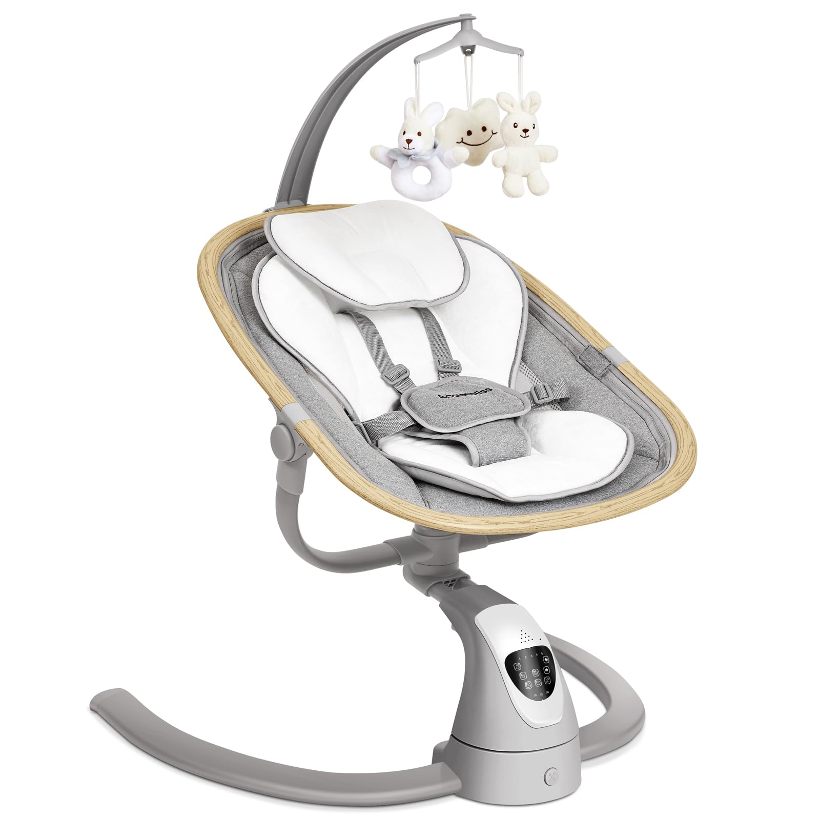 Angelbliss Baby Swing with Cry Detection, Electric Swing - Side-to-Side & 180 Rotation, for Infants & Toddlers (Grey) with 5 Spe
