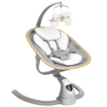 Angelbliss Baby Swing with Cry Detection, Electric Swing - Side-to-Side & 180 Rotation, for Infants & Toddlers (Grey) with 5 Spe